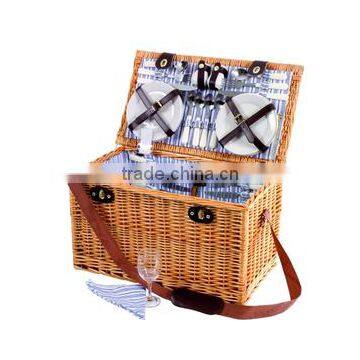 Cheap Wicker Pinic Basket Square Wicker Picnic Hamper for 6 People