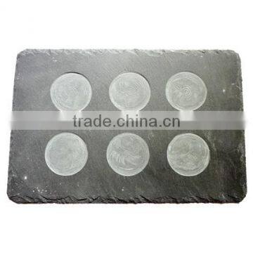 Rough Edge Slate Placemat With Glass Tumbler photo-3