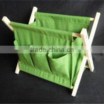Factory Price Foldable Wooden Newspaper Holder With Fabric Wholesale photo-5