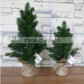 Plastic Mini Pine Tree With Burlap Base for Table Decoration photo-2