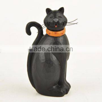 Custom Hand-painted Resin Halloween Black Cat Statue photo-3