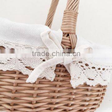Vintage Handled Multipurpose Wicker Basket With Liner photo-3