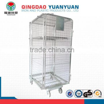 Wire mesh security logistics trolley roll cages for logistic collapsible pallet storage cage wire container