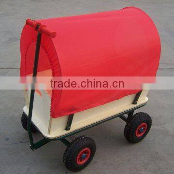 wooden baby wagon garden wooden tool cart with tent TC1812M