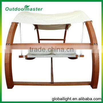 Garden Double Arched Larch Frame White Hammock Swing Bed With Canopy photo-3