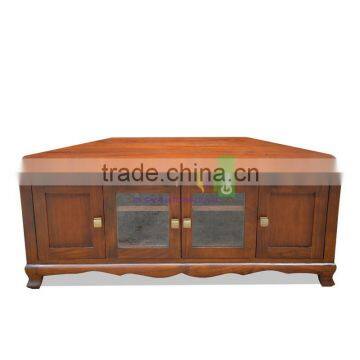 Tv Stand Corner Solid Teak Wood Mode Brown Color photo-2