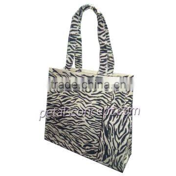 Animal print Zebra texture jute bag with jute self handle