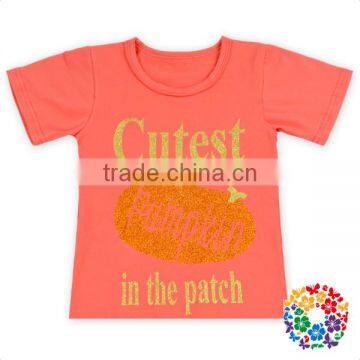 2016 Pumpkin Print Short Sleeve Shirts Soft Cotton Baby Girls Tops 0-6 Years Old Girls Wholesale T Shirts