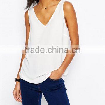 V Front and V Back fashion women white Vest