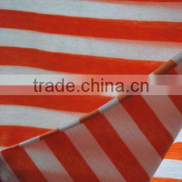 Orange and whtie striped fabric,100% cotton single jersey