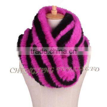 CX-S-170B Hand Made Dip-dyed Fashion Real Mink Fur Knit Custom Scarf