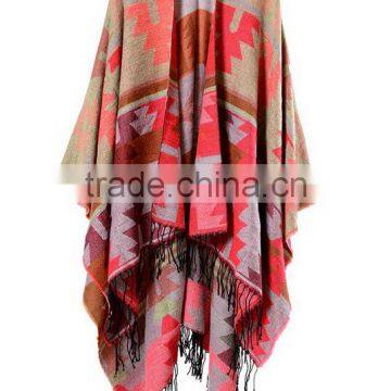 Special Design New Year Ladies Scarf Rhombus Shape Printed National Wind Women Muffle With Tassels photo-5