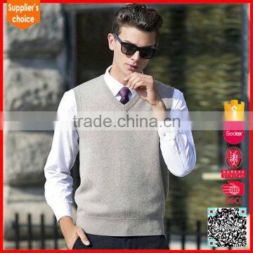 Hot selling fashion knitted sheep wool vest v-neck wool vest for mens