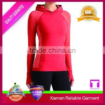 Blank raglan long sleeve red colour cotton spandex dry fit sport t-shirt