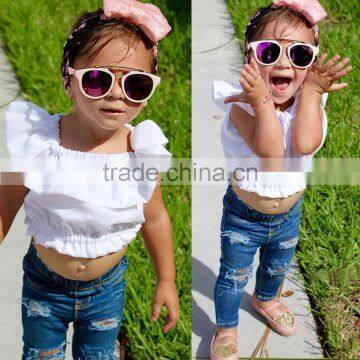 S17440A 2017 wholesale children boutique clothing ruffle outfit for kids