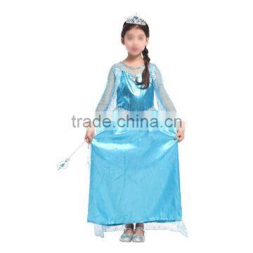 new girls elsa princess dress cosplay costume in frozen kids child party dress