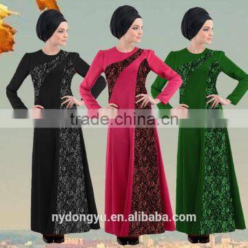 women muslim dress lace new design dress/xnger women fancy islamic abaya kaftan lace hemp dresses/ islamic muslim women dress