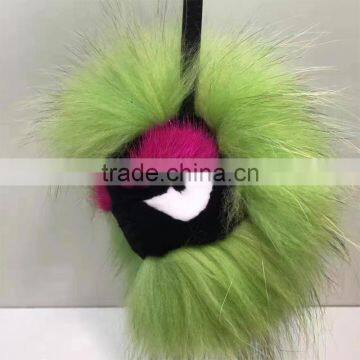 Colorful Promotional Fashion Fur Accessories Raccoon Fur Fuzzy KeyChain photo-6