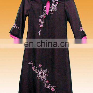 new stylish double layer embroidered kaftan abaya