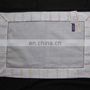 placemat with ladder hemstitch and embrodiery