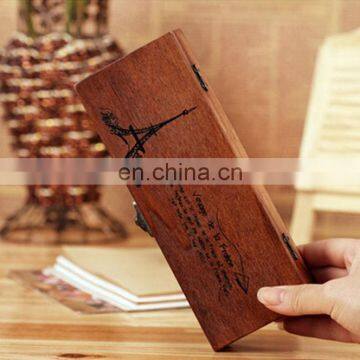 High quality vintage wooden pencil case beautiful wooden pencil storage