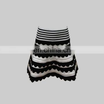 Black and white lace design short puffy bandage formal skirt