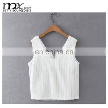 Hot selling v-neck ladies top images summer wear short tank tops