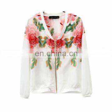 2014 Women new A/W design aestheticism floral printed rib neck fashion casual blazer