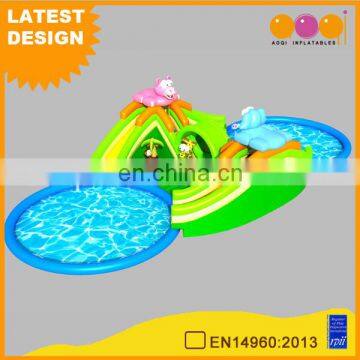 Fun kids zoo theme inflatable backyard water park slides with pools for sale