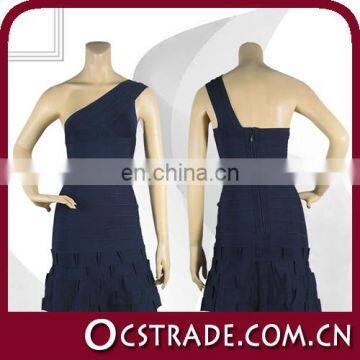 one shoulder navy blue evening dresses