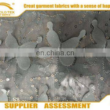 Popular Fabric 100% Polyester Mesh Fabric For Garments With Spangle With Embroidery