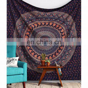 Tapestry Barmeri Mandala Camel Indian Throw Single Beach Dark Blue Color cheap wall hanging tapestry