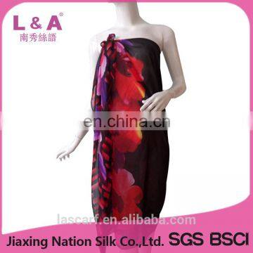 Polyester Chiffon Printed Scarf for Women Red