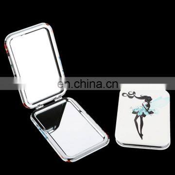 Custom logo rectangle promotional folding pocket pu mirror