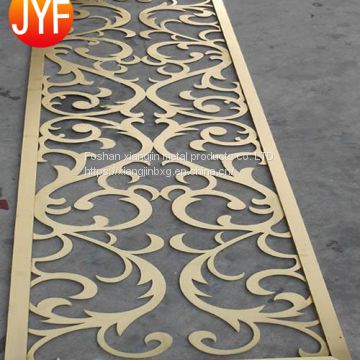 JYFQ0204 French 304 stainless steel decorative mirror room divider screen 4 panel laser cut panels