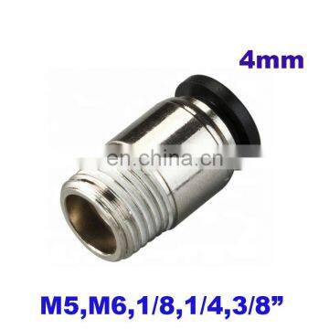 10pcs a lot 4mm M5 1/8 1/4 3/8 inch BSP straight pneumatic pu hose tube air valve fitting POC One touch solenoid valve connector