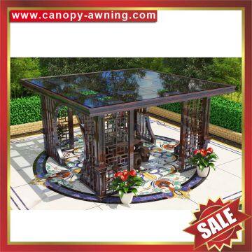 Modern Outdoor Park Garden Wood Style Aluminum Alu Gazebo Pavilion Pagoda Gloriette Canopy Awning Manufacturer