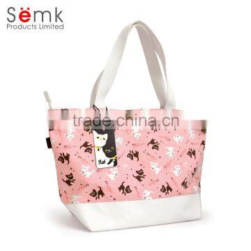 Fashion Women Beautiful Pink Full Color Printing Non-woven Neoprene Tote Bag photo-2
