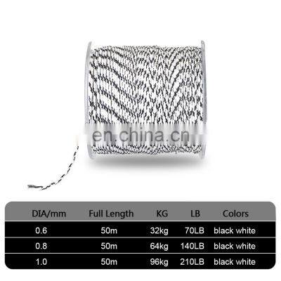 New 12 Strands 50m PE Jig Assist Fishing Line Black&White Color Carp Fishing Hook Links High Intensity Fishing Line photo-4