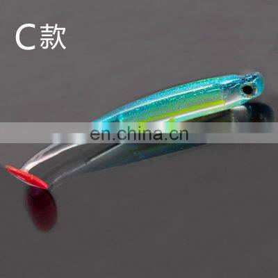 9cm 5g 5pcs a Bag 3D T-tail Ocean Beach Colorful Seabass Lifelike the Colours of the Rainbow Silicone Fishing Soft Lure photo-4