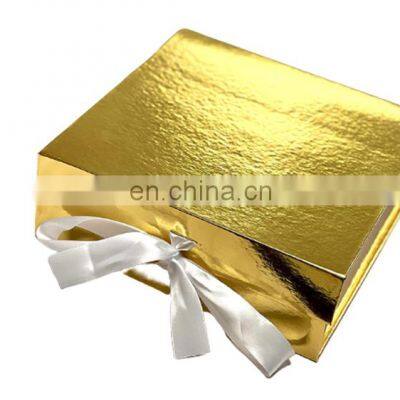 Luxury Gift Box Packaging for Jewelry Golden Textured Paper Custom Logo Magnetic Gift Box