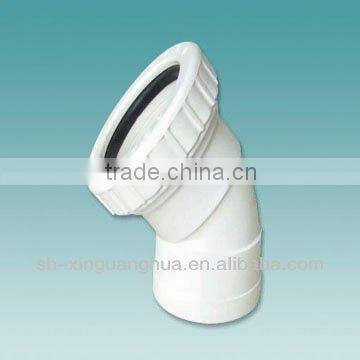 DIN Standard pvc pipe fittings 45 degree elbow with rubber joint