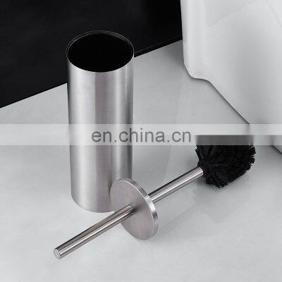 Black Luxury Bathroom Large Cheap Eco Friendly Modern Hotel Designer Clean Round Stainless Steel Toilet Brush photo-2