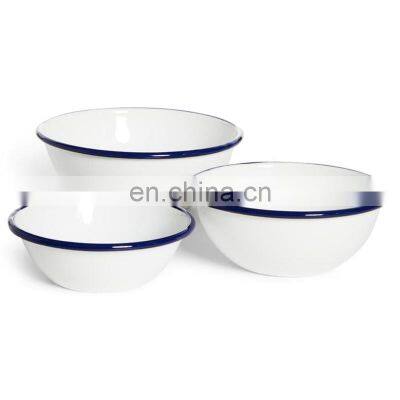 3pcs unique size assorted airtight enamel dotting salad storage bowl set