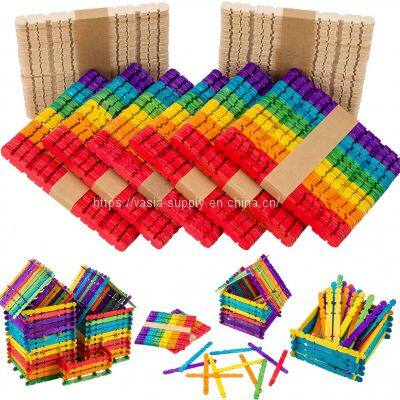 Colorful DIY Wooden Sticks Eco friendly disposable 4.5 Inch Standard Craft Popsicle Sticks