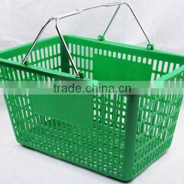 Plastic Material Shopping Bakset with Curved Metal Handles CVS Plastic Basket