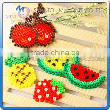 Mini Qute Kawaii DIY plastic Ironing Hama Perler Beans 3D Jigsaw fruit model building blocks educational toy (Accept OEM)