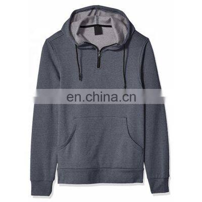 Fashion Street wear Solid Color Hip Hop Man Pullover Custom half zip  Hoodie