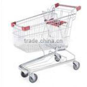 150L metal chromed baby seat supermarket metal shopping trolley(RHB-150C)