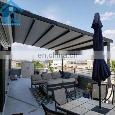 Waterproof Pergola Motorized Sunshade Awnings Retractable Roof Folding Awning with PVC Fabric